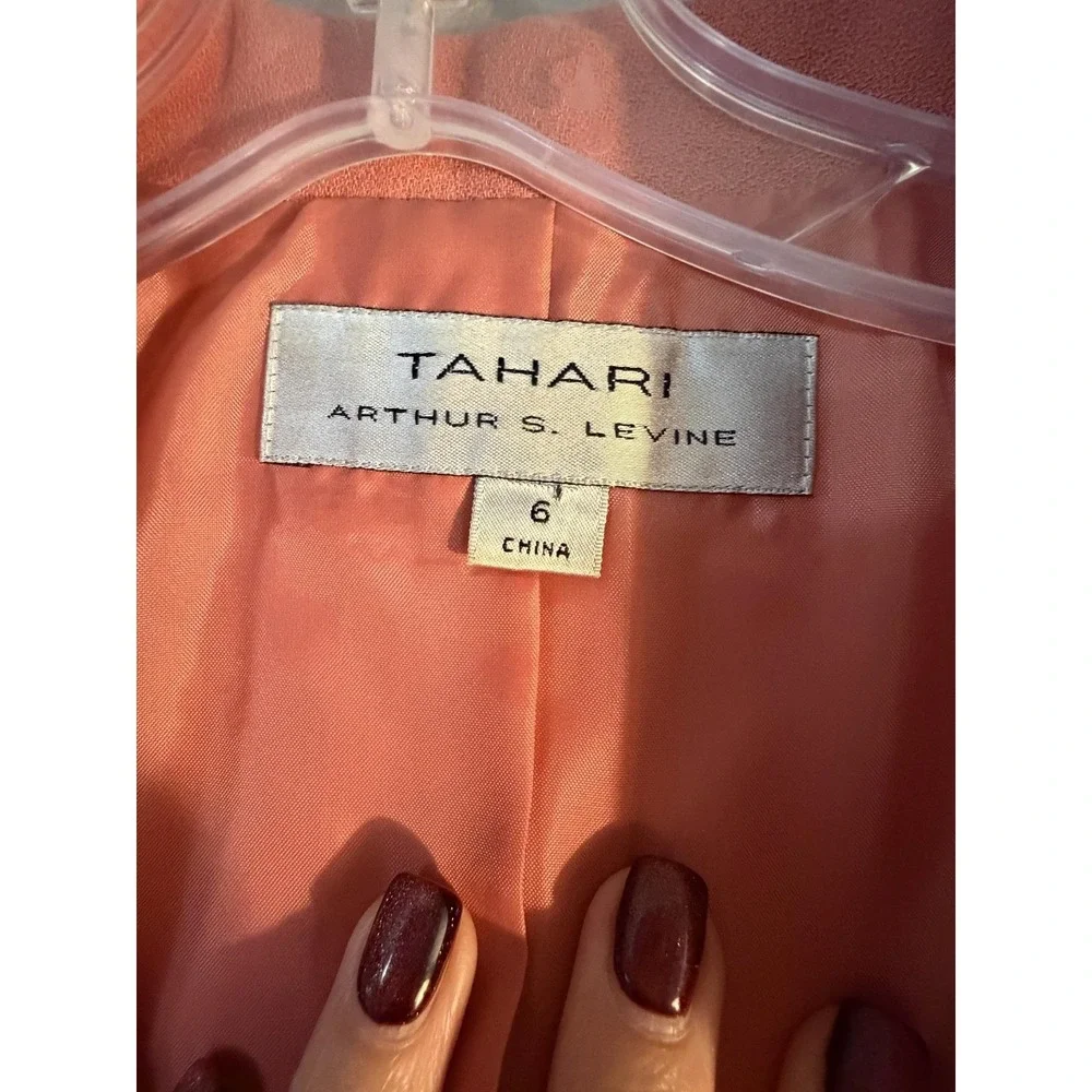 Tahari Arthur S. Levine Blazer Womens 6 Pink Crepe Zip Front Lined Jacket